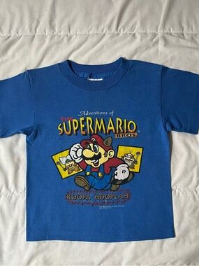 Vintage SSI Super Mario Nintendo Royal Blue Super Mario Graphic Tee